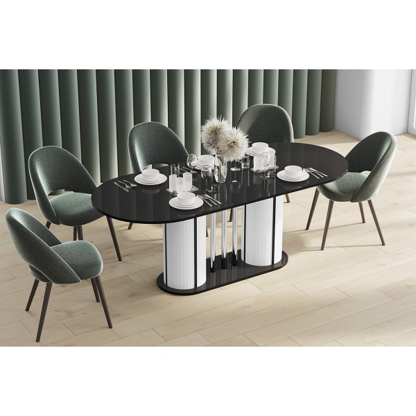 Stół rozkładany CESARO - Wariant Kolorystyczny: Czarno-biały - Hubertus